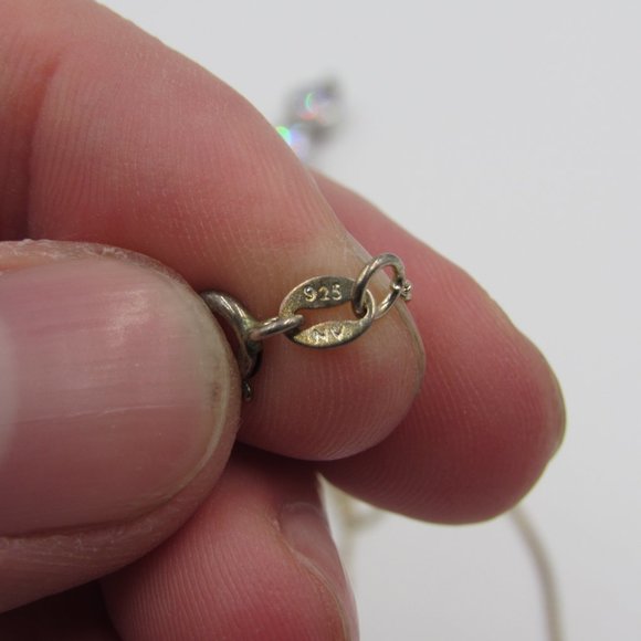 19" Sterling Tiered Style CZ Diamond Necklace - Picture 4 of 6